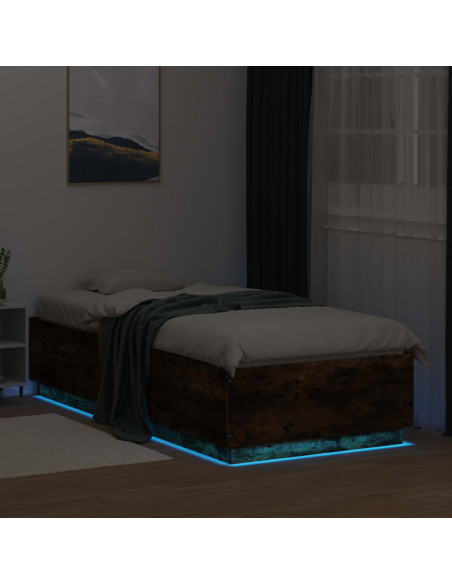 Letto con LED Rovere Fumo 80 x 200 cm Legno ingegnerizzato