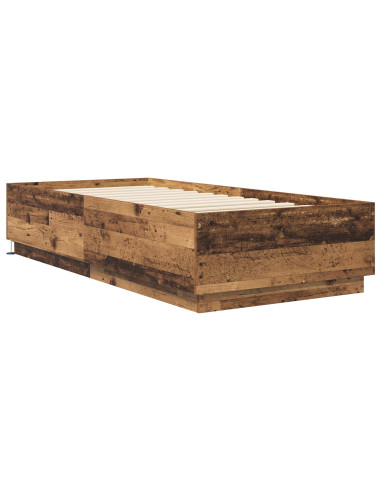 Letto con LED Legno antico 80 x 200 cm Legno ingegnerizzato