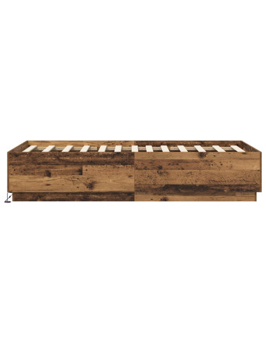 Letto con LED Legno antico 80 x 200 cm Legno ingegnerizzato
