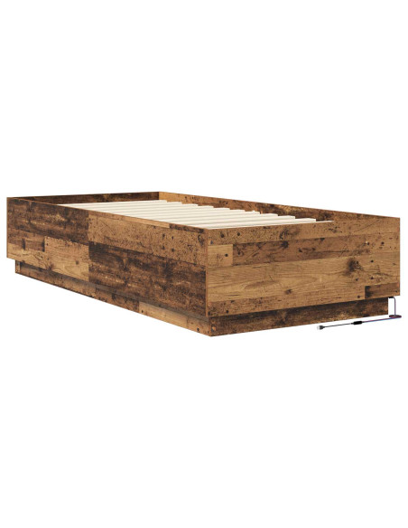 Letto con LED Legno antico 80 x 200 cm Legno ingegnerizzato