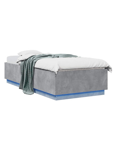 Letto con LED Grigio Cemento 80 x 200 cm Legno ingegnerizzato