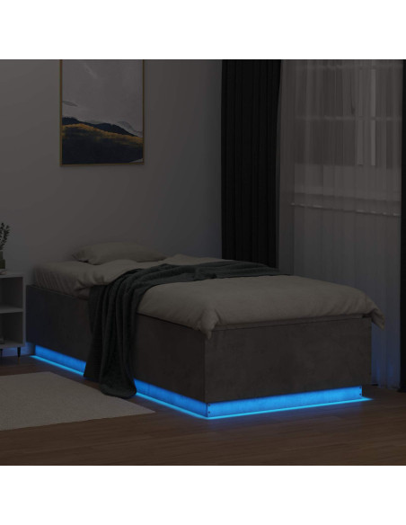 Letto con LED Grigio Cemento 80 x 200 cm Legno ingegnerizzato