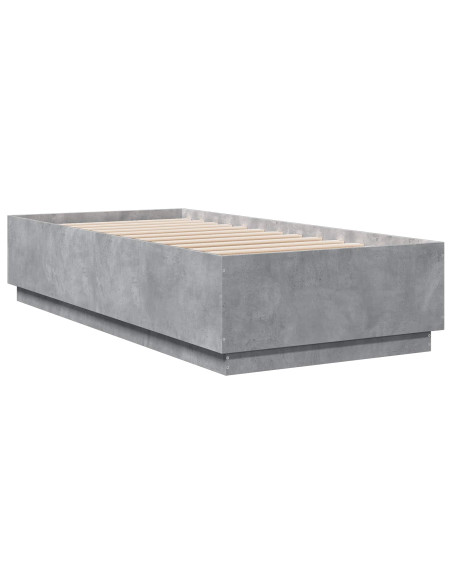 Letto con LED Grigio Cemento 80 x 200 cm Legno ingegnerizzato