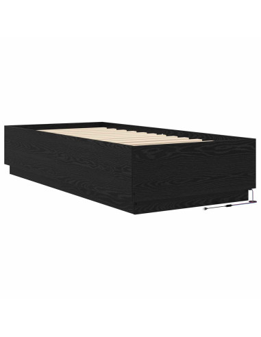 Letto con LED Rovere Nero 80 x 200 cm Legno ingegnerizzato