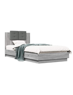 Struttura letto con testata Sonoma grigio 80 x 200 cm 2