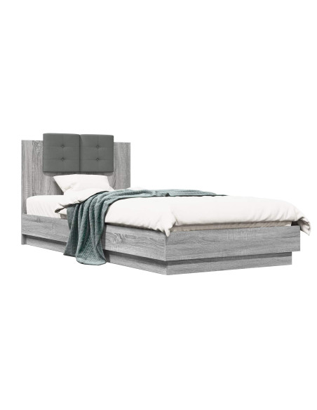 Struttura letto con testata Sonoma grigio 80 x 200 cm