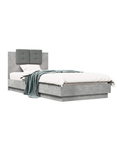 Struttura letto con testata Grigio Cemento 80 x 200 cm 2