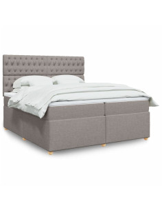 Giroletto a Molle con Materasso Tortora 200x200 cm in Tessuto