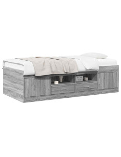 Telaio del letto con storage Sonoma grigio 80 x 200 cm 2