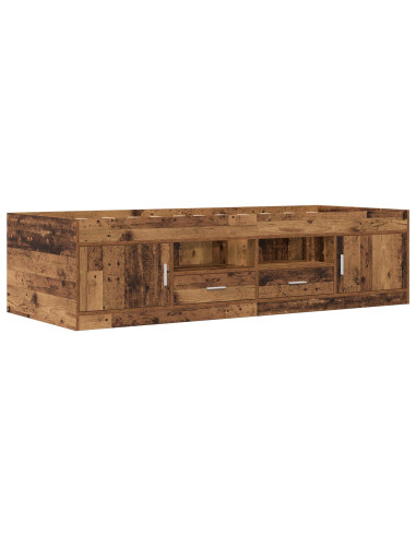 Telaio del letto con storage con porta Legno antico 80 x 200 cm