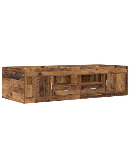 Telaio del letto con storage con porta Legno antico 80 x 200 cm