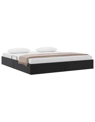 Letto con Contenitore Nero 193 x 203 cm Similpelle