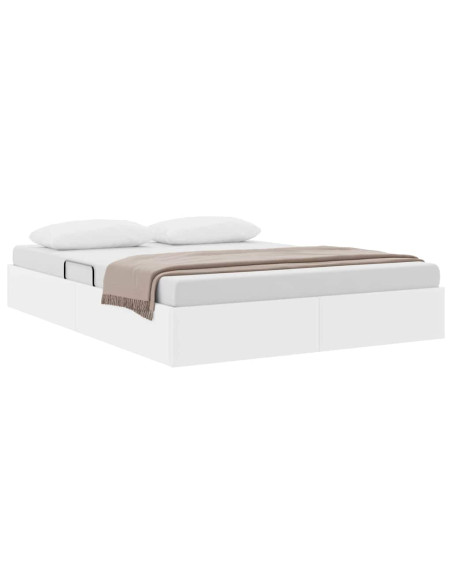 Letto con Contenitore Bianco Puro 137 x 190 cm Similpelle