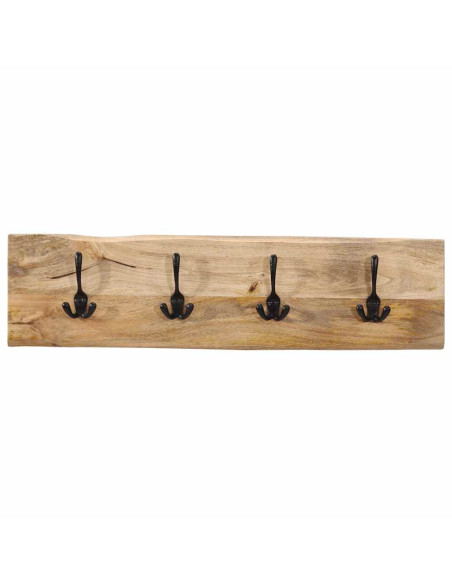 Appendiabiti da Parete con 4 Ganci in Legno Massello di Mango