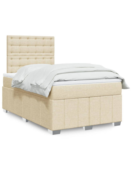 Giroletto a Molle con Materasso Crema 120x190 cm in Tessuto