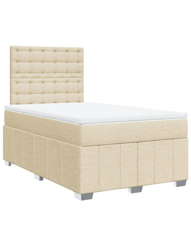 Giroletto a Molle con Materasso Crema 120x190 cm in Tessuto