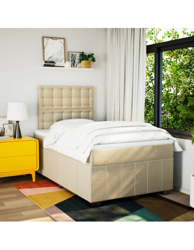 Giroletto a Molle con Materasso Crema 120x190 cm in Tessuto