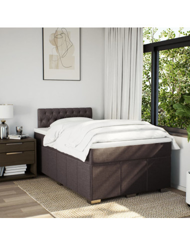 Giroletto a Molle con Materasso Marrone Scuro 120x190cm Tessuto