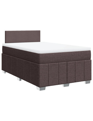 Giroletto a Molle con Materasso Marrone Scuro 120x190cm Tessuto