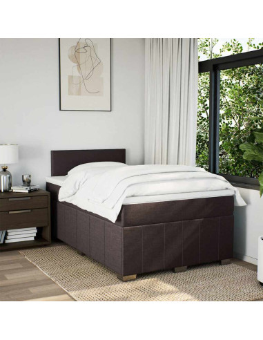 Giroletto a Molle con Materasso Marrone Scuro 120x190cm Tessuto