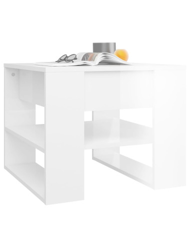 Tavolino Salotto Bianco Lucido 55,5x55x45 cm Legno Multistrato