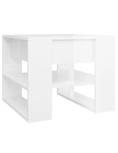 Tavolino Salotto Bianco Lucido 55,5x55x45 cm Legno Multistrato 2