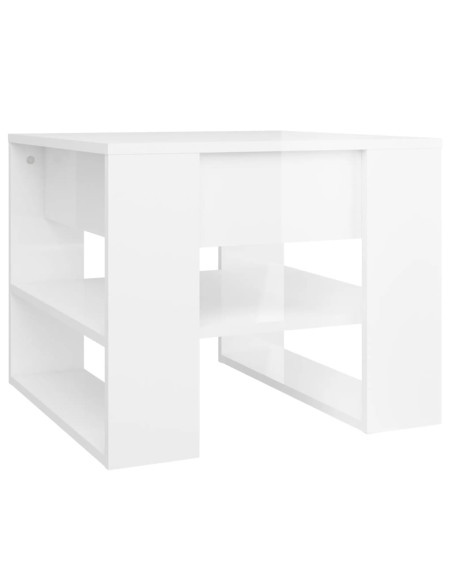Tavolino Salotto Bianco Lucido 55,5x55x45 cm Legno Multistrato