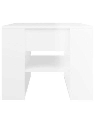 Tavolino Salotto Bianco Lucido 55,5x55x45 cm Legno Multistrato