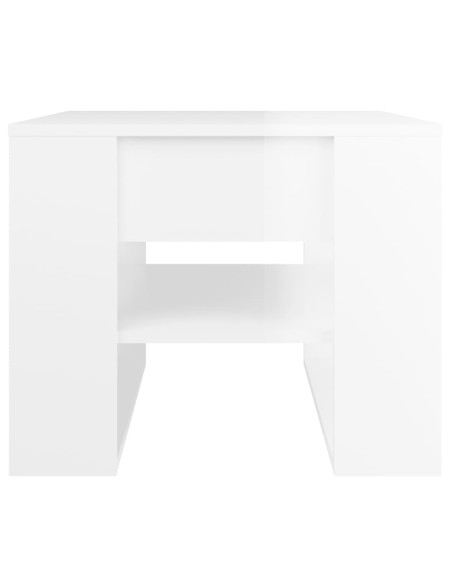 Tavolino Salotto Bianco Lucido 55,5x55x45 cm Legno Multistrato