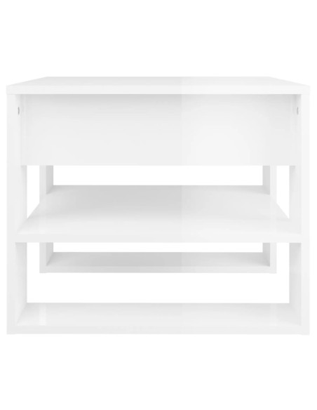 Tavolino Salotto Bianco Lucido 55,5x55x45 cm Legno Multistrato