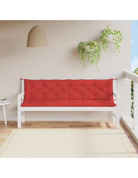 Cuscini per Panca 2 pz Rossi 200x50x7 cm in Tessuto Oxford