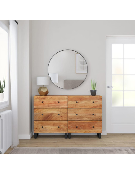 Credenze 2pz 60x33x75 cm in Legno Massello di Acacia