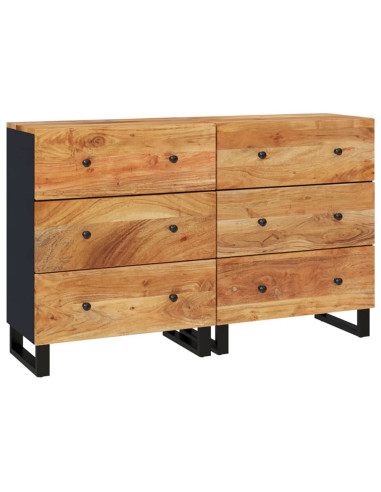 Credenze 2pz 60x33x75 cm in Legno Massello di Acacia