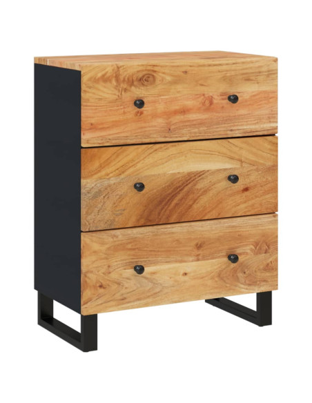 Credenze 2pz 60x33x75 cm in Legno Massello di Acacia