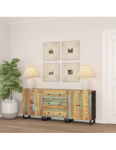 Credenze 3 pz in Legno Massello di Recupero