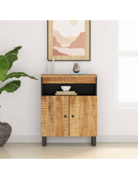 Credenza con 2 Ante 60x33x75 cm in Legno Massello di Mango