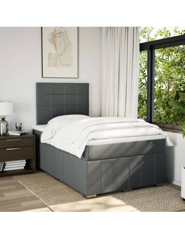 Giroletto a Molle con Materasso Grigio Scuro 120x190cm Tessuto