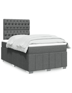 Giroletto a Molle con Materasso Grigio Scuro 120x190cm Tessuto