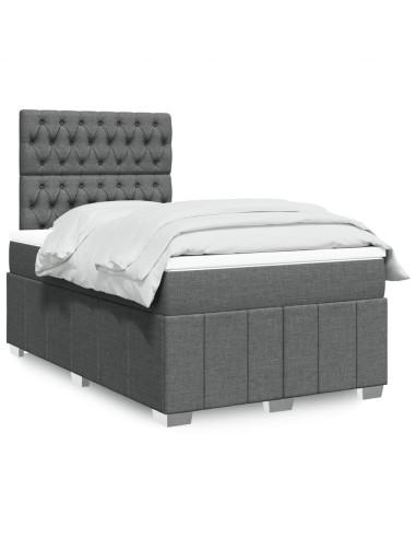 Giroletto a Molle con Materasso Grigio Scuro 120x190cm Tessuto