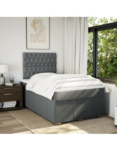 Giroletto a Molle con Materasso Grigio Scuro 120x190cm Tessuto