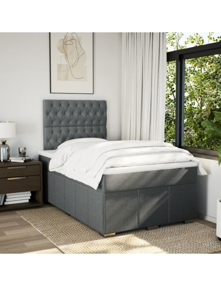 Giroletto a Molle con Materasso Grigio Scuro 120x190cm Tessuto