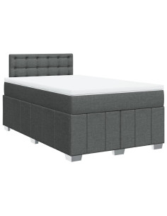 Giroletto a Molle con Materasso Grigio Scuro 120x190cm Tessuto 2