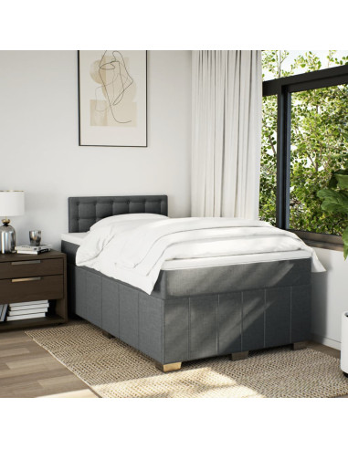 Giroletto a Molle con Materasso Grigio Scuro 120x190cm Tessuto