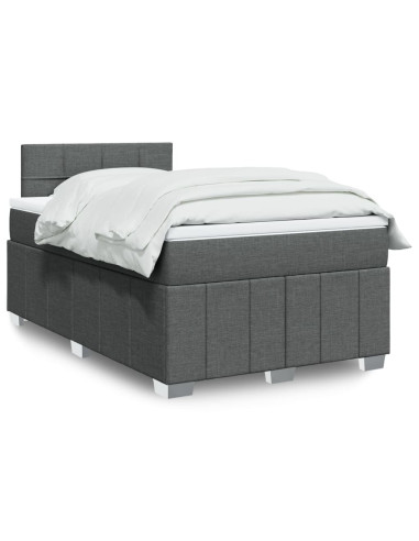 Giroletto a Molle con Materasso Grigio Scuro 120x190cm Tessuto