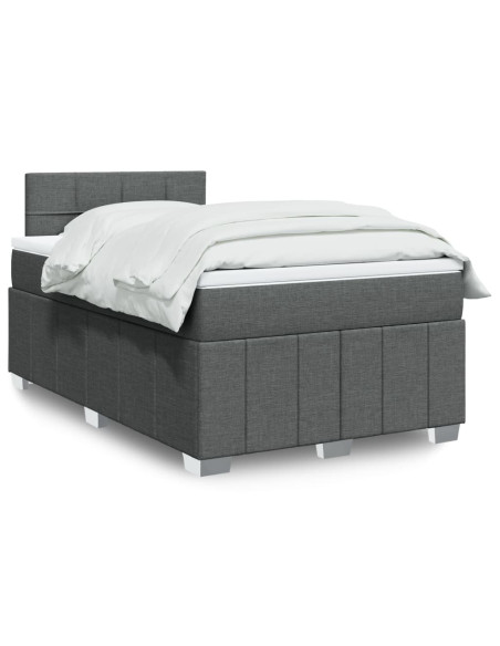 Giroletto a Molle con Materasso Grigio Scuro 120x190cm Tessuto