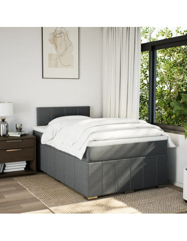 Giroletto a Molle con Materasso Grigio Scuro 120x190cm Tessuto