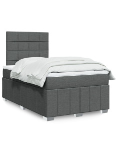 Giroletto a Molle con Materasso Grigio Scuro 120x190cm Tessuto