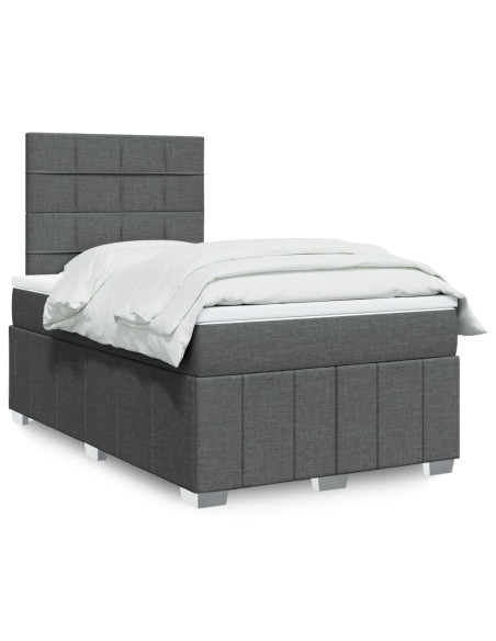Giroletto a Molle con Materasso Grigio Scuro 120x190cm Tessuto