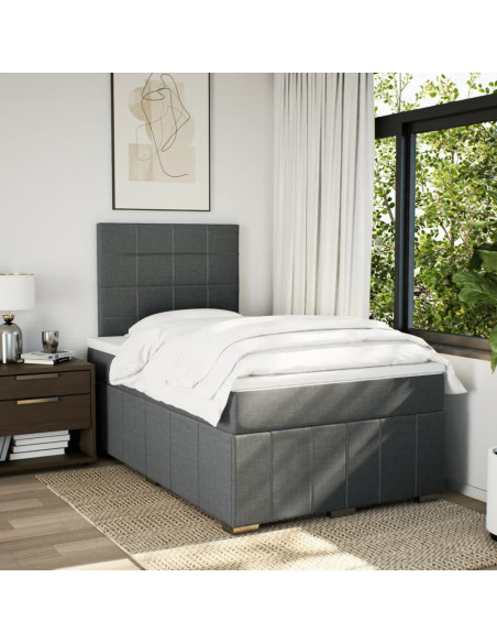 Giroletto a Molle con Materasso Grigio Scuro 120x190cm Tessuto