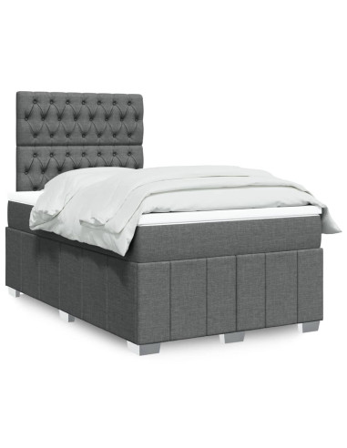 Giroletto a Molle con Materasso Grigio Scuro 120x190cm Tessuto